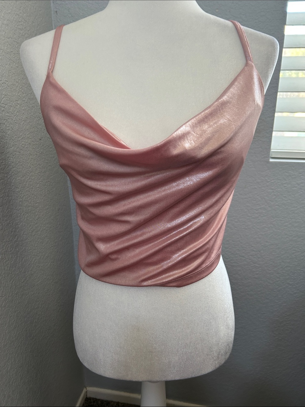 SHEIN Rose Gold Satin Cowl Cami
